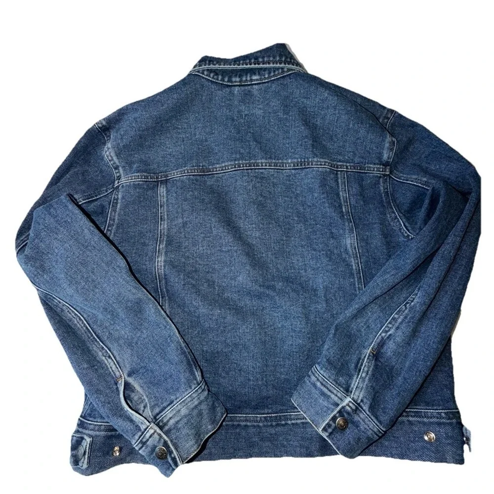 Lauren Jeans Co Jacket Womens Large  Blue Denim Metal Buttons Thin Coat Trucker - Picture 5 of 8